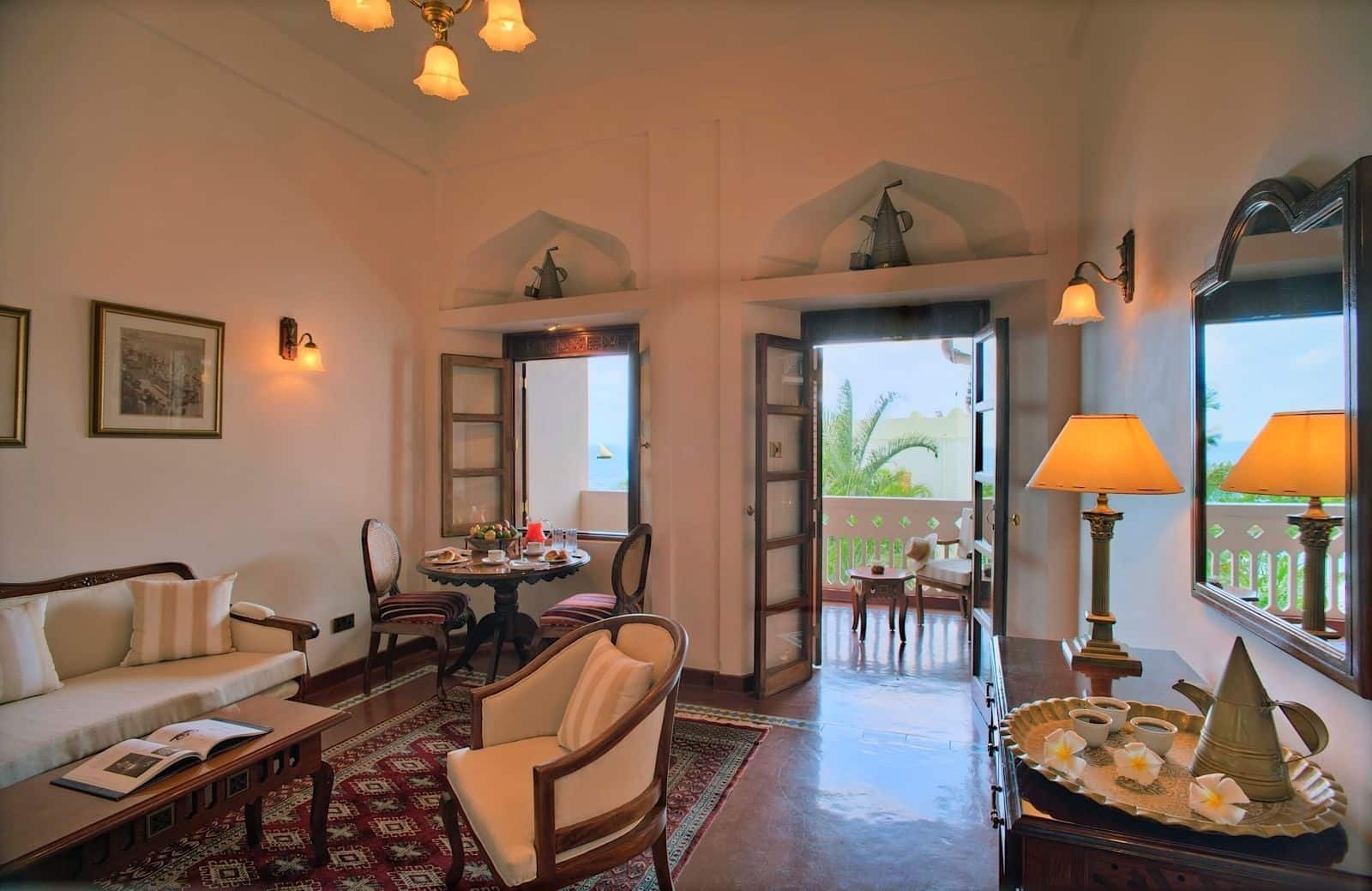 Presidential suite living room at zanzibar serena hotel