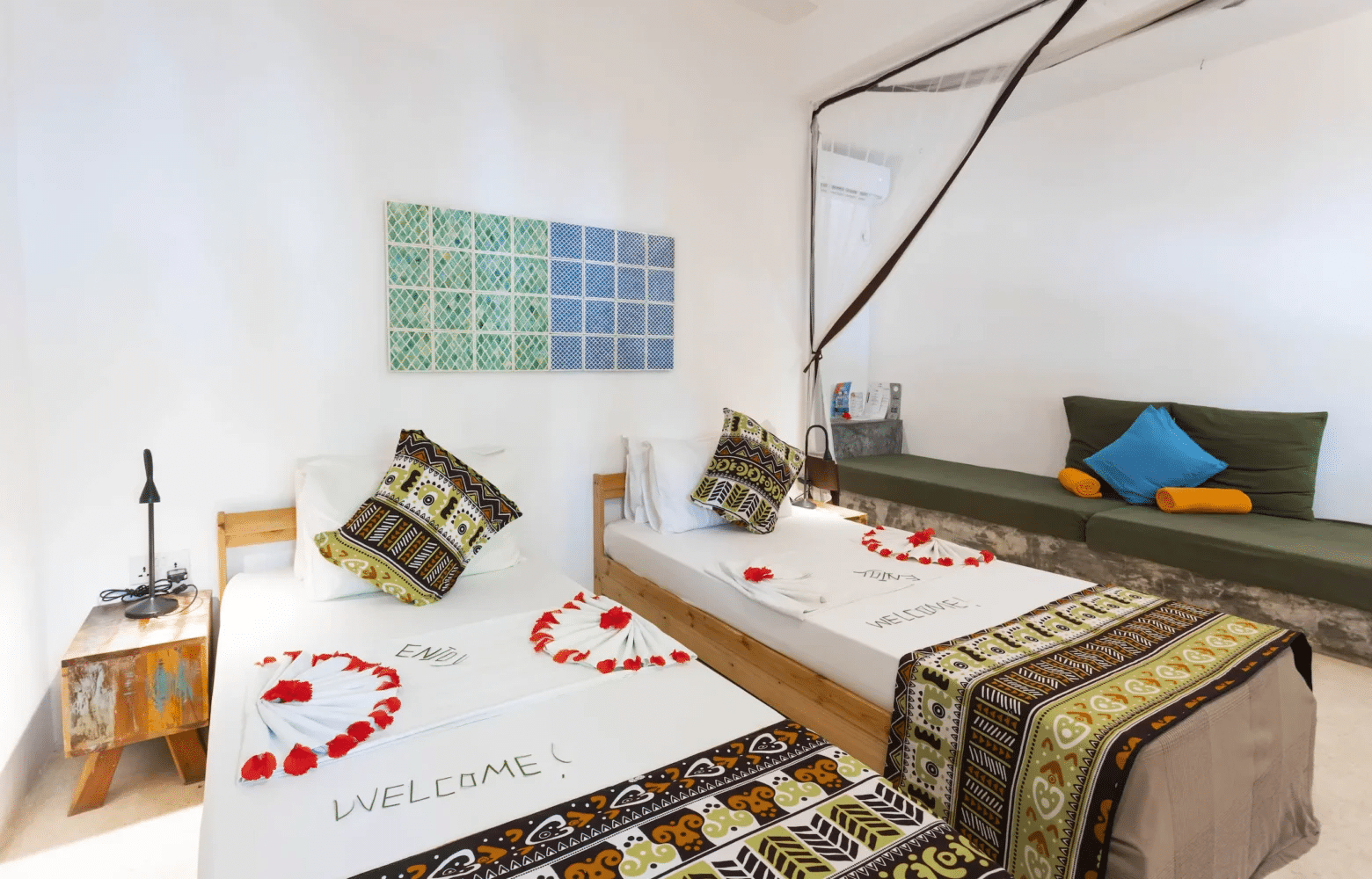 fun beach hotel zanzibar back pool room twin bed