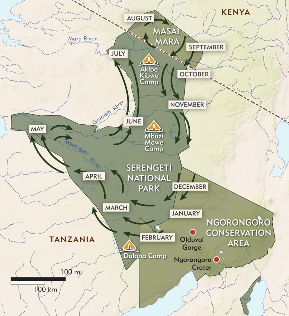 tanzania serengeti map